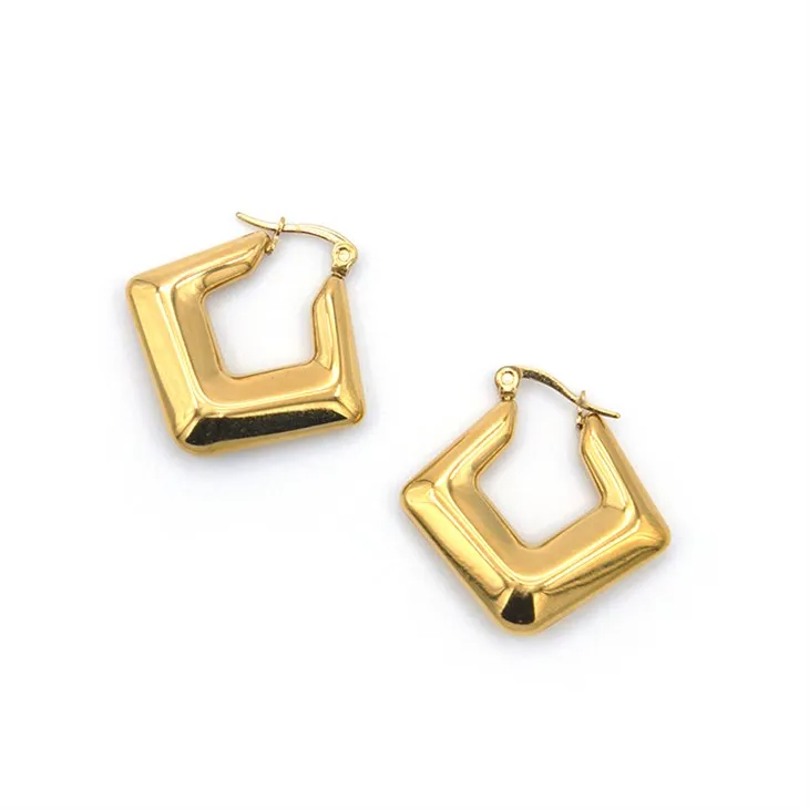 Zelta rombveida stīpas auskari