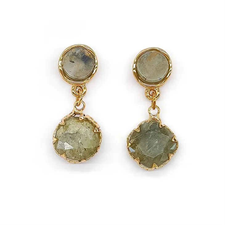 Marmora zaļš pilienu auskars